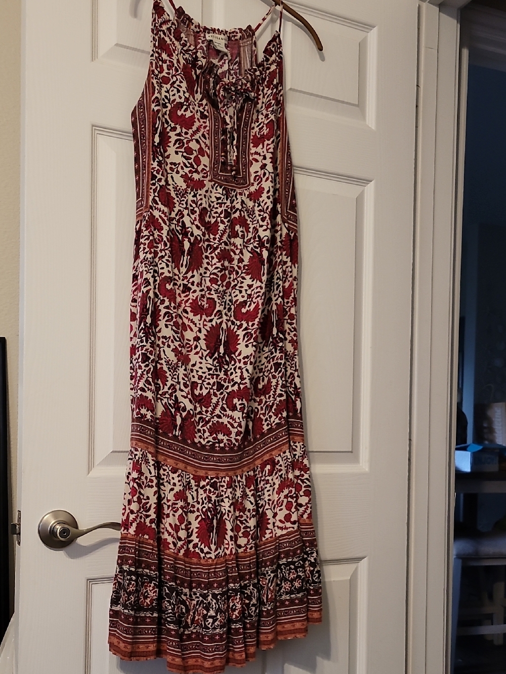 Artisan Pink & Cream Floral Tie-Neck Maxi Dress